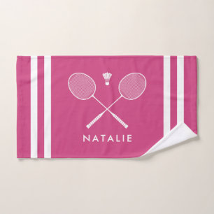 Individuelle Name Badminton Magenta Stripes Handtuch