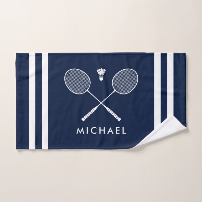 Individuelle Name Badminton Navy Blue Stripes Handtuch (Handtuch)