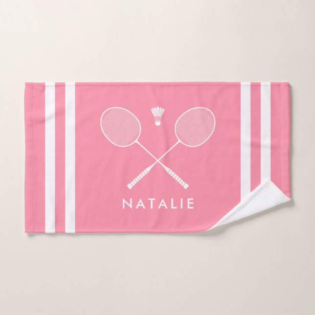 Individuelle Name Badminton Pink Streifen Handtuch (Handtuch)
