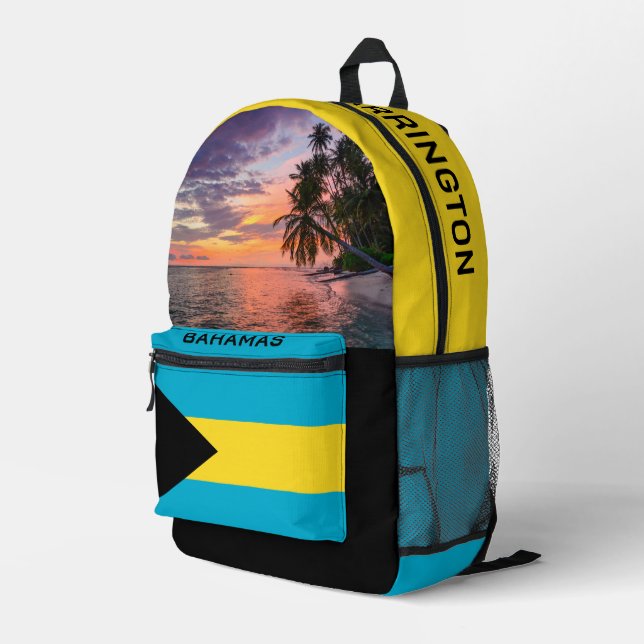 Individuelle Name Bahamas Sunset Bedruckter Rucksack (Rückseitige Ecke Rechts)
