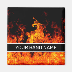 individuelle Name Band Merch Flames Rock & Roll Mu Magnet
