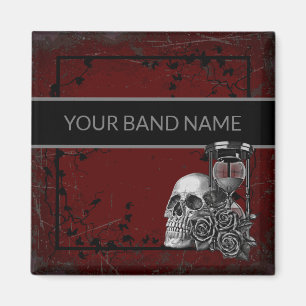 Individuelle Name Band Merch Skull Rose Rock Roll Magnet