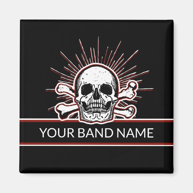 Individuelle Name Band Skull Bones Rock & Roll Pun Magnet (Vorne)