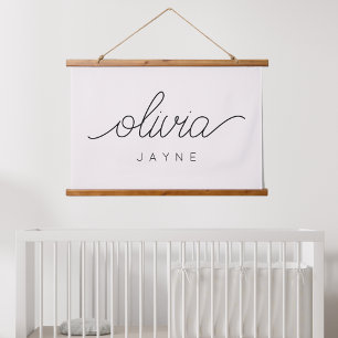 Individuelle Name Banner Dekor des Kinderzimmers Wandteppich Mit Holzrahmen