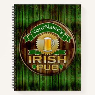 Individuelle Name Bar Irish Pub Sign St Patricks D Notizbuch