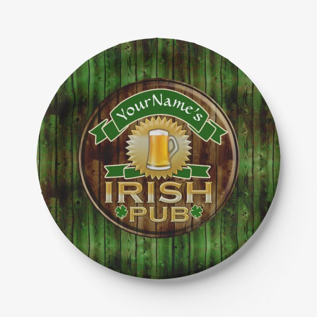 Individuelle Name Bar Irish Pub Sign St Patricks D Pappteller (Vorderseite)