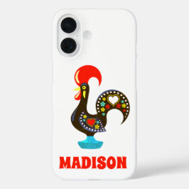 Individuelle Name Barcelos Portuos Rooster Black iPhone 16 Hülle