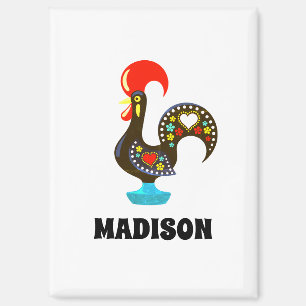 Individuelle Name Barcelos Portuos Rooster Black Magnet