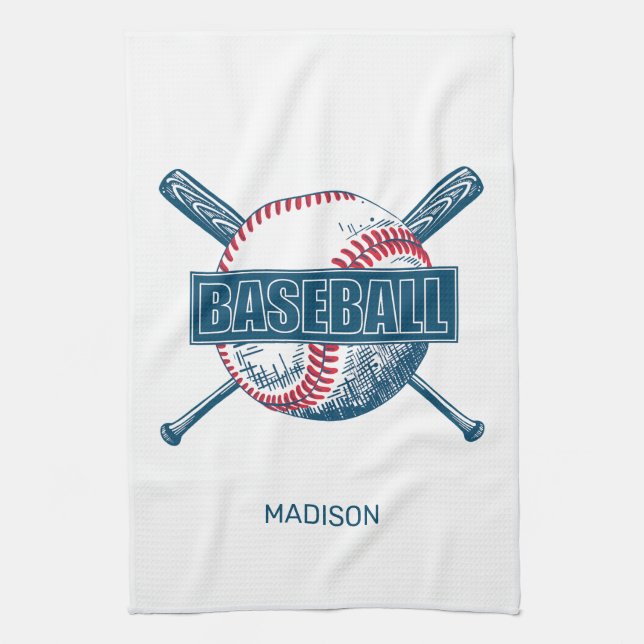 Individuelle Name Baseball Geschirrtuch (Vertikal)