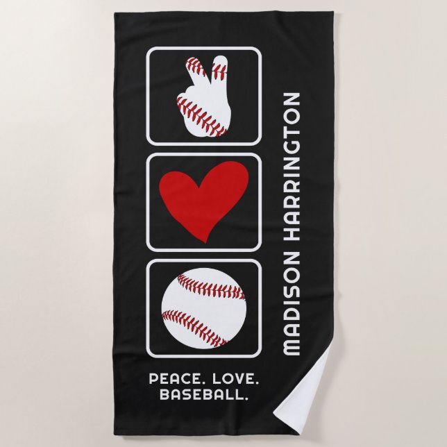 Individuelle Name Baseball Strandtuch (Vorderseite)