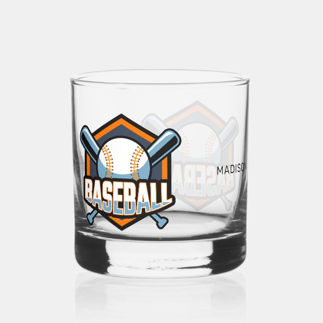 Individuelle Name Baseball Whiskyglas (Vorderseite)