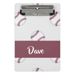 Individuelle Name-Baseballgraumuster Mini Klemmbrett