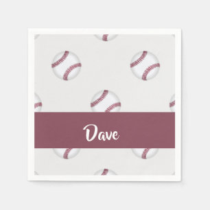 Individuelle Name-Baseballgraumuster Serviette