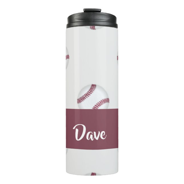 Individuelle Name-Baseballgraumuster Thermosbecher (Vorderseite)
