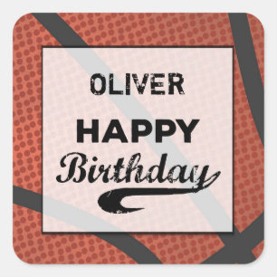 Individuelle Name Basketball Geburtstag Große Grun Quadratischer Aufkleber