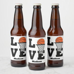 Individuelle Name Basketball Liebe Bierflaschenetikett