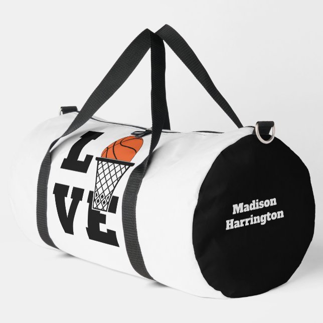 Individuelle Name Basketball Liebe Duffle Bag (Linke Ecke)