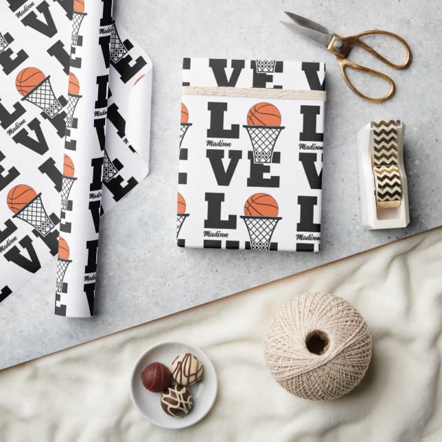 Individuelle Name Basketball Liebe Geschenkpapier (Kunsthandwerk)