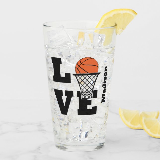 Individuelle Name Basketball Liebe Glas (Rückseite Ice)