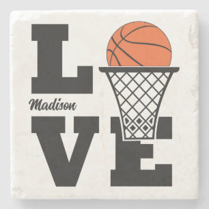 Individuelle Name Basketball Liebe Steinuntersetzer