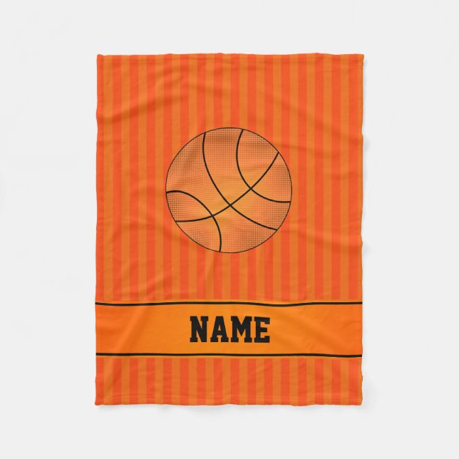 Individuelle Name Basketball-Orangenstreifen Fleecedecke (Vorderseite)