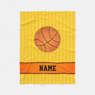 Individuelle Name Basketballgelbe Streifen Fleecedecke