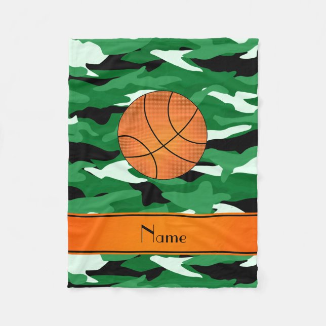 Individuelle Name Basketballgrün Tarnung Fleecedecke (Vorderseite)