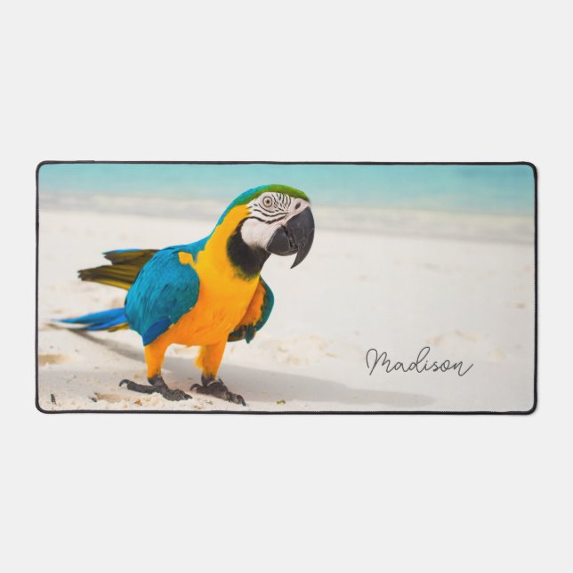 Individuelle Name Beach Parrot Schreibtischunterlage (Vorderseite)