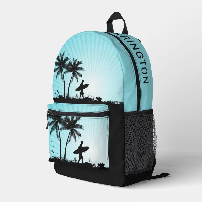 Individuelle Name Beach Surfer Bedruckter Rucksack (Rückseitige Ecke Rechts)