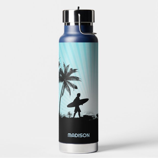 Individuelle Name Beach Surfer Trinkflasche (Links)