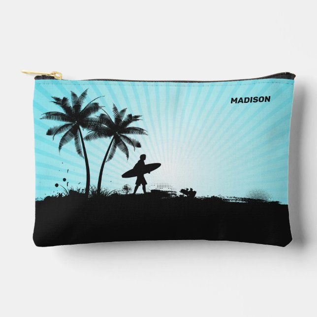 Individuelle Name Beach Surfer Zubehörtasche (Vorderseite)