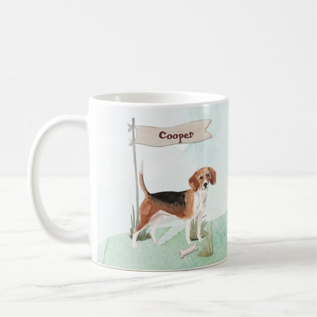 Individuelle Name Beagle Haustier Kaffeetasse (Links)
