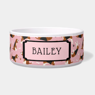 individuelle Name Beagle Muster rosa Napf