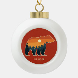 Individuelle Name Bear Forest Keramik Kugel-Ornament