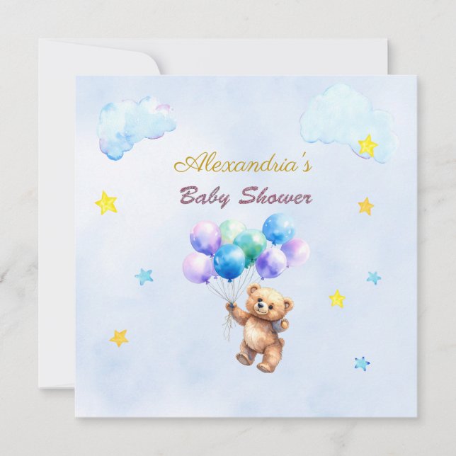 Individuelle Name Bear schwimmende Ballons Babydus (Vorderseite)
