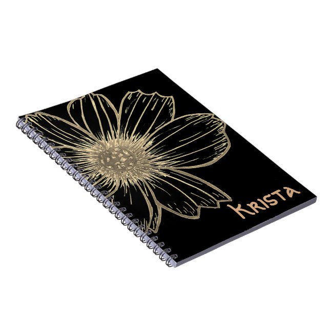 Individuelle Name Beautiful Gold Blume Design Note Notizblock (Rechte Seite)