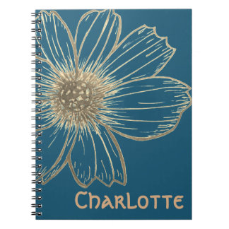 Individuelle Name Beautiful Gold Blume Design Note Notizblock