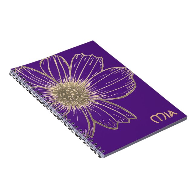 Individuelle Name Beautiful Gold Blume Design Note Notizblock (Rechte Seite)