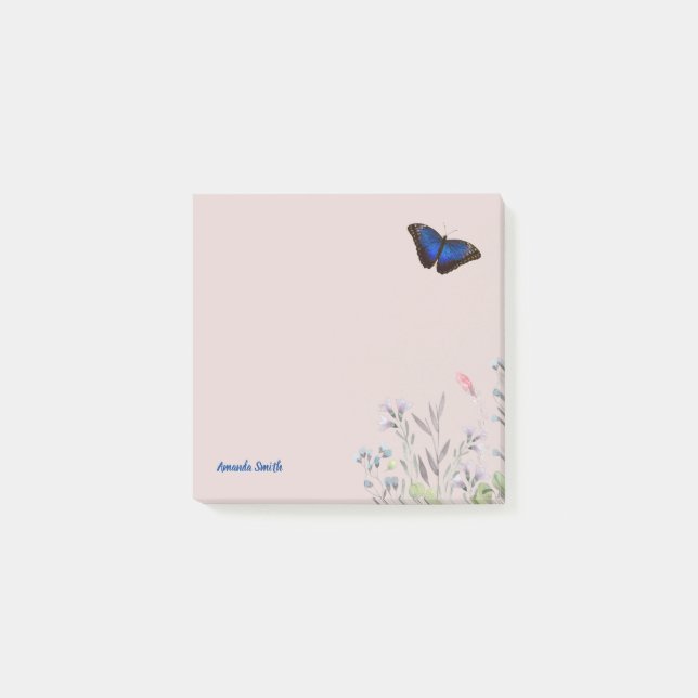 individuelle Name Beautiful Morpho Butterfly Wildb Post-it Klebezettel (Vorderseite)