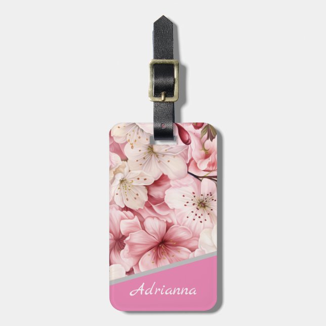 Individuelle Name Beautiful Sakura Cherry Blossom  Gepäckanhänger (Vorderseite vertikal)