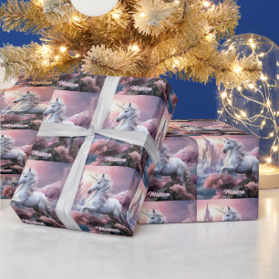 Individuelle Name Beautiful Unicorn Geschenkpapier