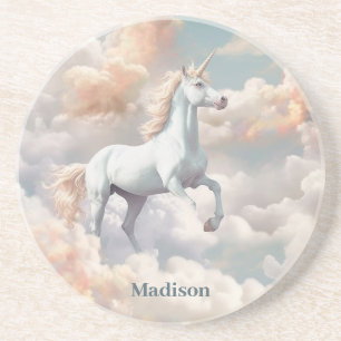 Individuelle Name Beautiful Unicorn Getränkeuntersetzer