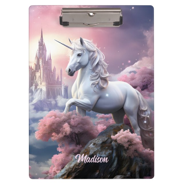Individuelle Name Beautiful Unicorn Klemmbrett (Vorderseite)