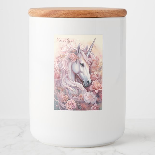 Individuelle Name Beautiful Unicorn Lebensmitteletikett (Vorderseite)