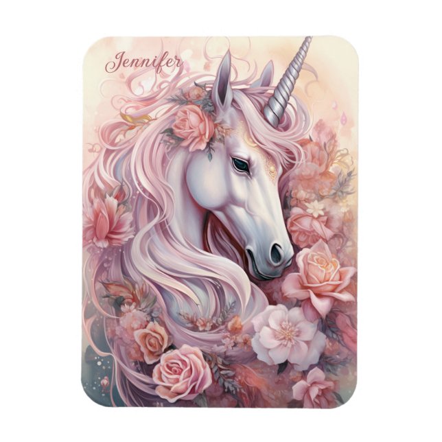 Individuelle Name Beautiful Unicorn Magnet (Vertikal)