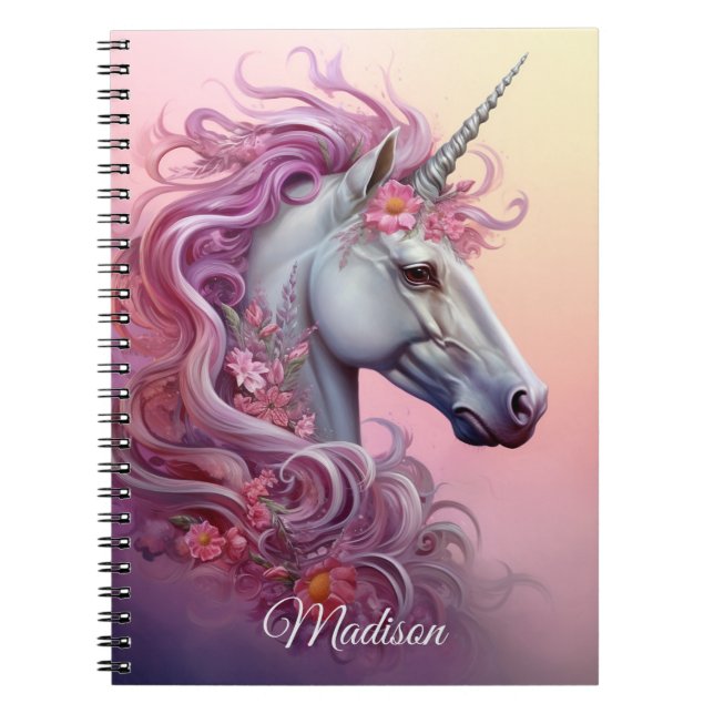 Individuelle Name Beautiful Unicorn Notizblock (Vorderseite)