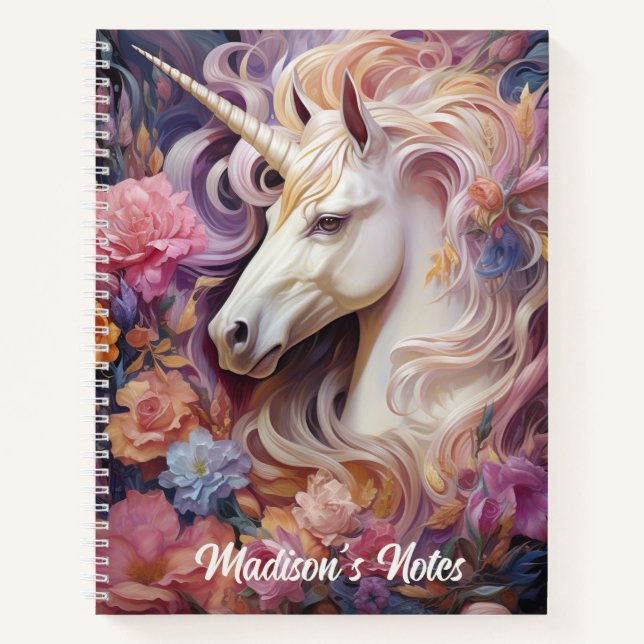 Individuelle Name Beautiful Unicorn Notizbuch (Vorderseite)