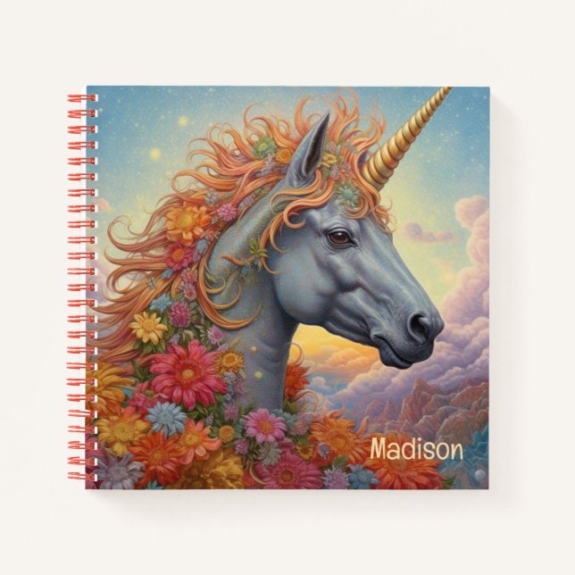 Individuelle Name Beautiful Unicorn Notizbuch (Vorderseite)
