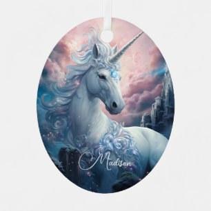Individuelle Name Beautiful Unicorn Ornament Aus Metall