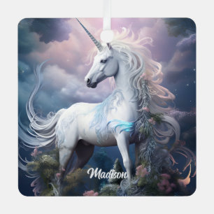 Individuelle Name Beautiful Unicorn Ornament Aus Metall